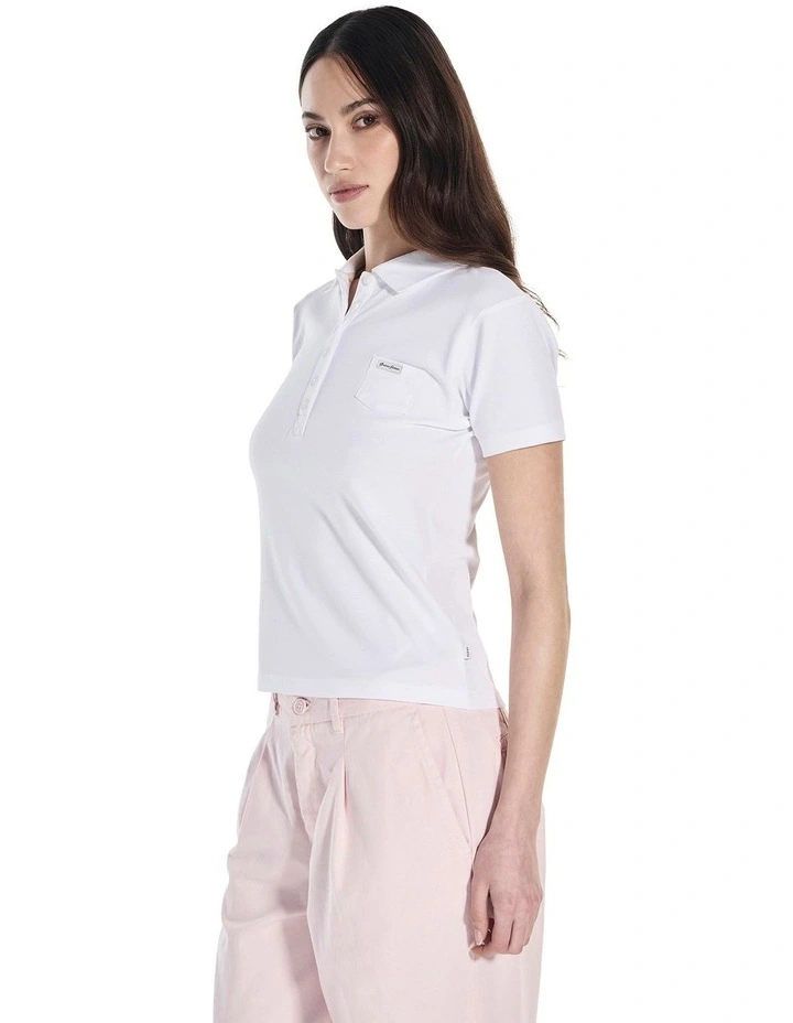 Short Sleeve Slim Polo in White image 4