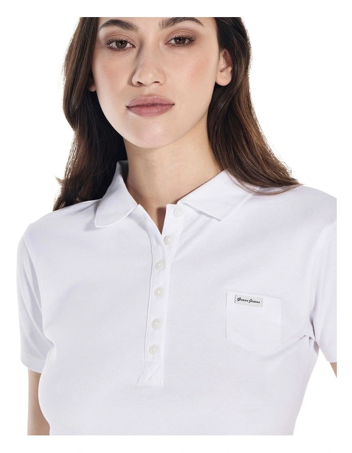 Short Sleeve Slim Polo in White image 5