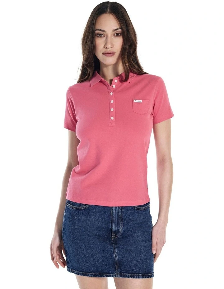 Short Sleeve Slim Polo T-shirt in Pink image 1