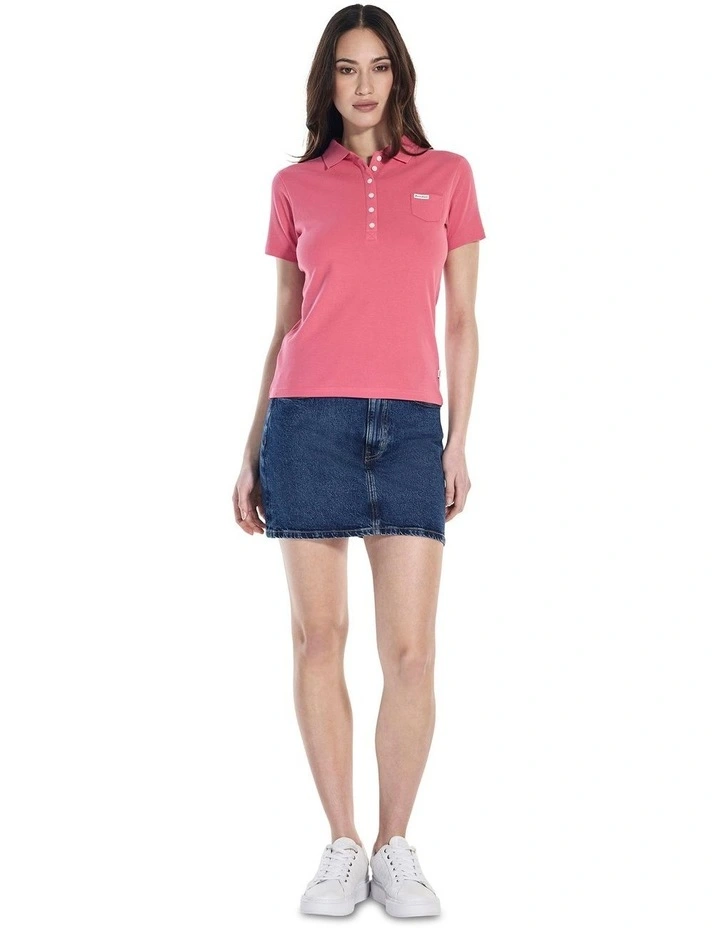 Short Sleeve Slim Polo T-shirt in Pink image 2