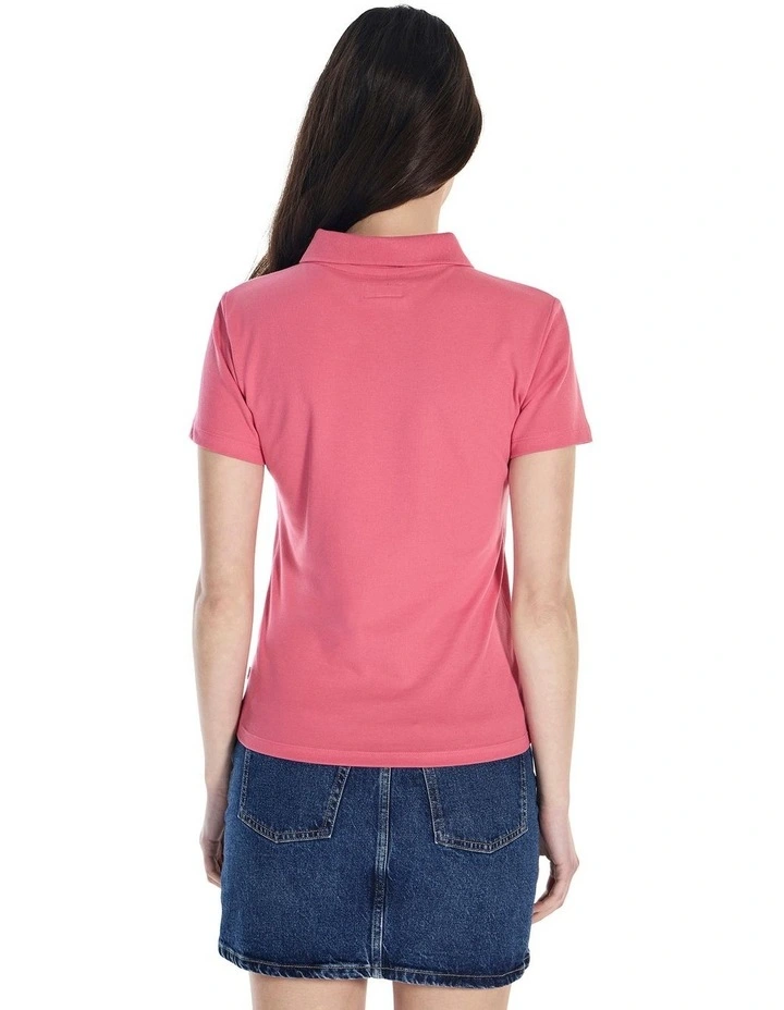 Short Sleeve Slim Polo T-shirt in Pink image 3