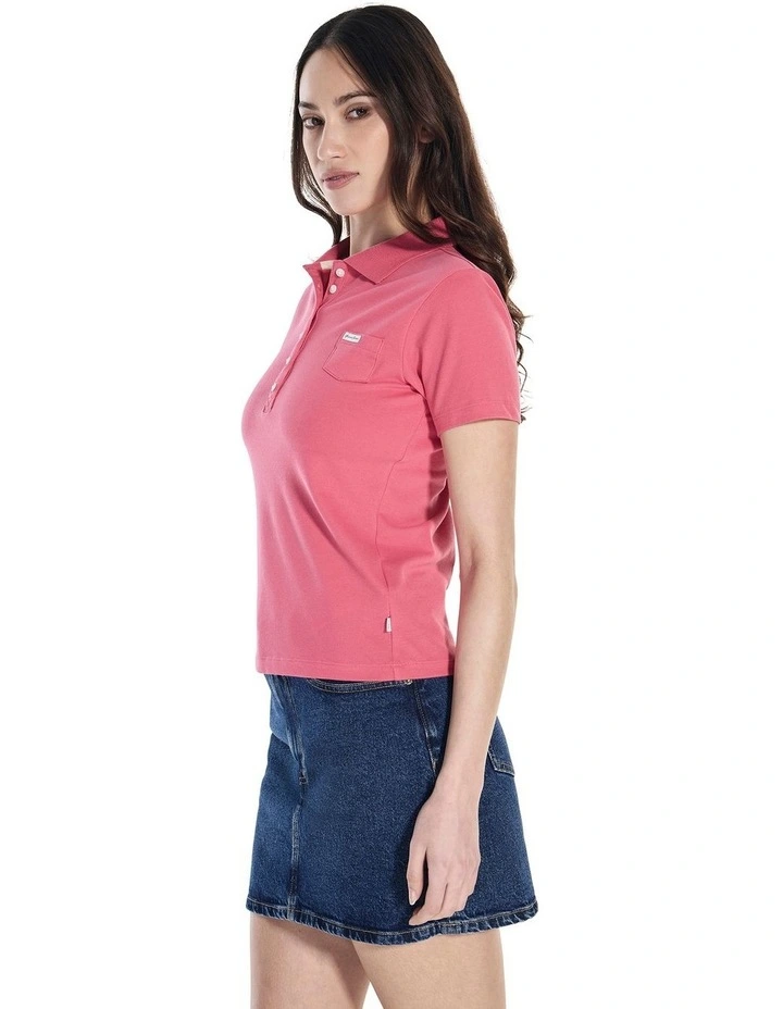 Short Sleeve Slim Polo T-shirt in Pink image 4