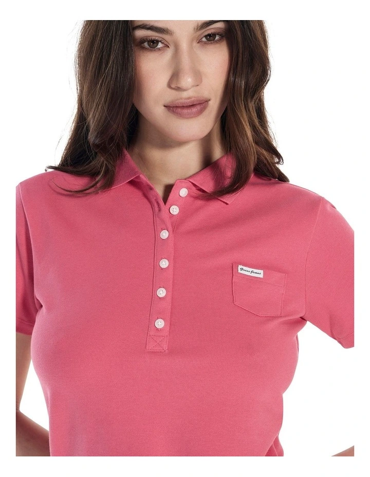 Short Sleeve Slim Polo T-shirt in Pink image 5