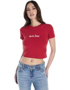 Short Sleeve Crew Neck Tee in Red