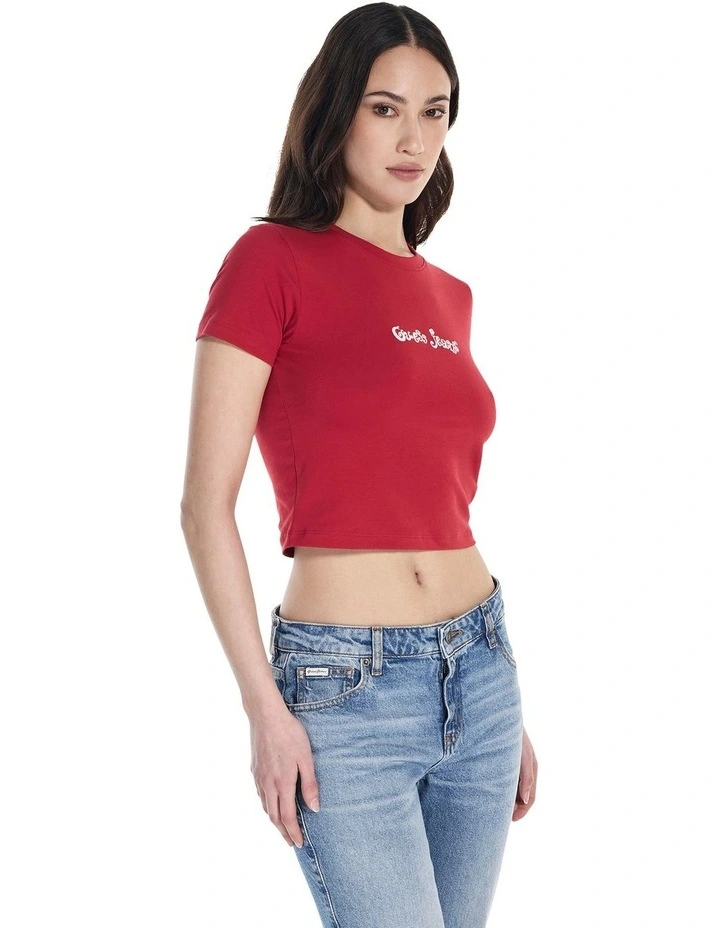 Short Sleeve Crew Neck Tee in Red image 4