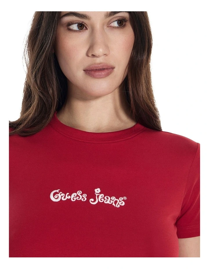 Short Sleeve Crew Neck Tee in Red image 5