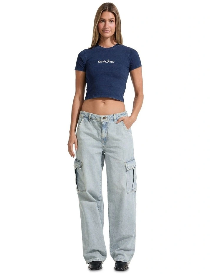 Short Sleeve Crew Neck Tee in Indigo image 2
