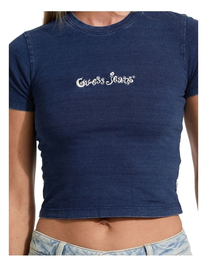 Short Sleeve Crew Neck Tee in Indigo image 3