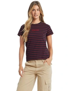 Short Sleeves Crew Neck Reg Yd Striped Tee in Blue