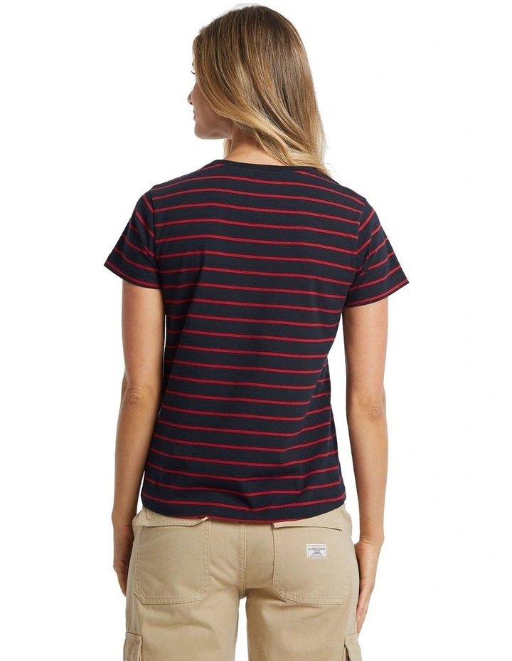 Short Sleeves Crew Neck Reg Yd Striped Tee in Blue image 3