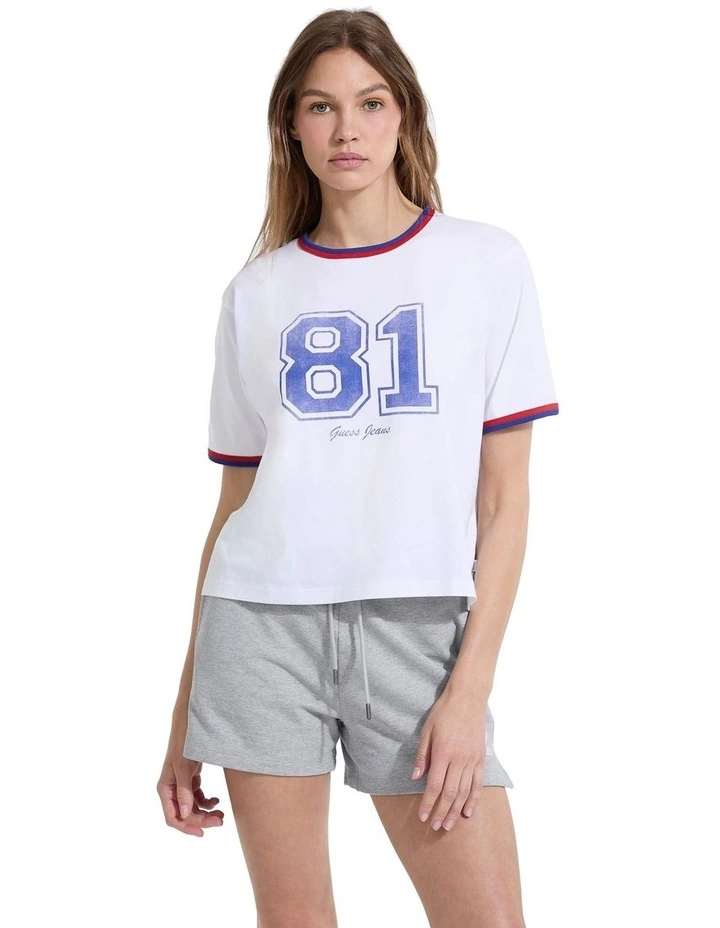 Short Sleeves Crew Neck Boxy 81 Tee in White image 1