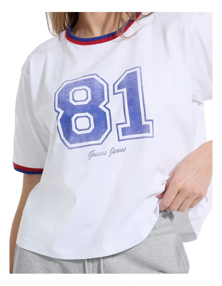 Short Sleeves Crew Neck Boxy 81 Tee in White image 3