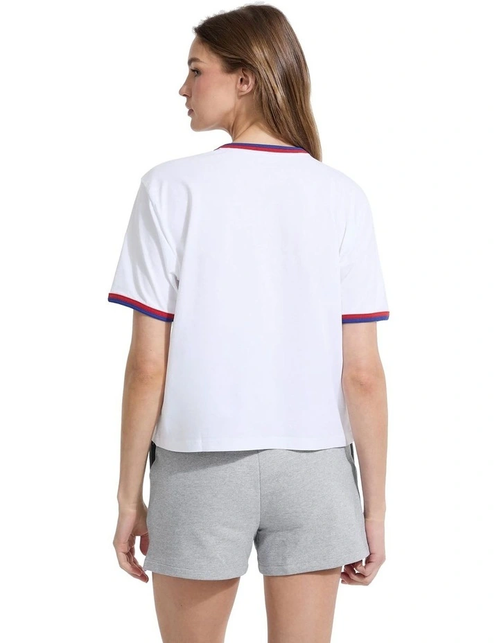 Short Sleeves Crew Neck Boxy 81 Tee in White image 4