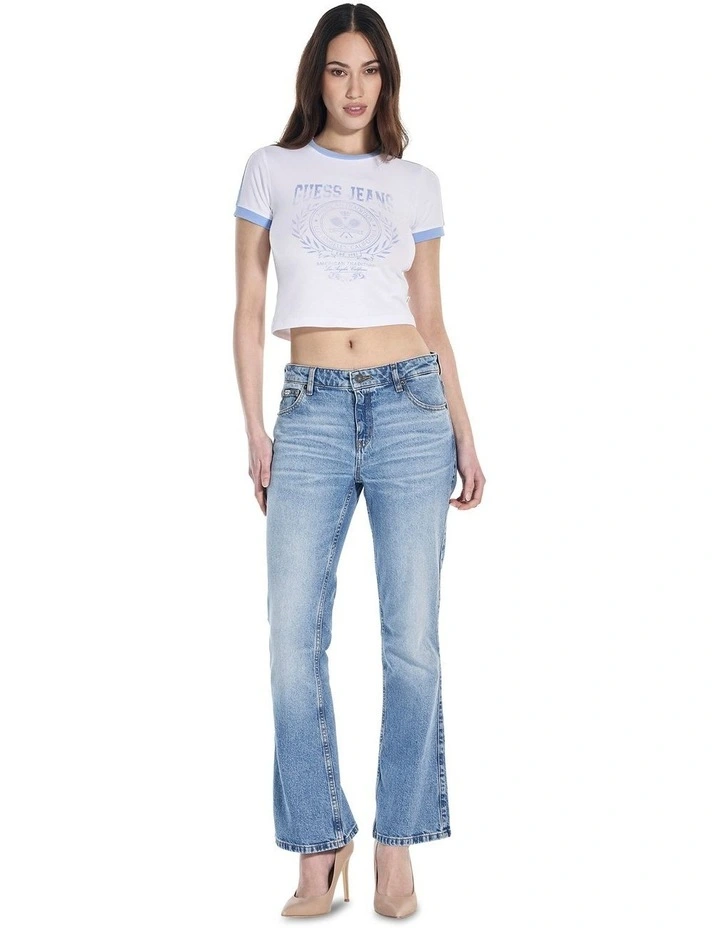 Short Sleeve Crew Neck Racket Tee in White image 2