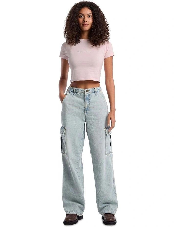 Short Sleeve Crew Neck Baby Tee in Royal Blush image 2