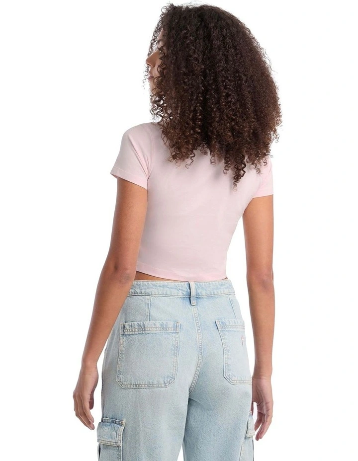 Short Sleeve Crew Neck Baby Tee in Royal Blush image 3