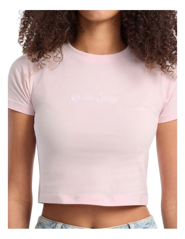 Short Sleeve Crew Neck Baby Tee in Royal Blush image 4