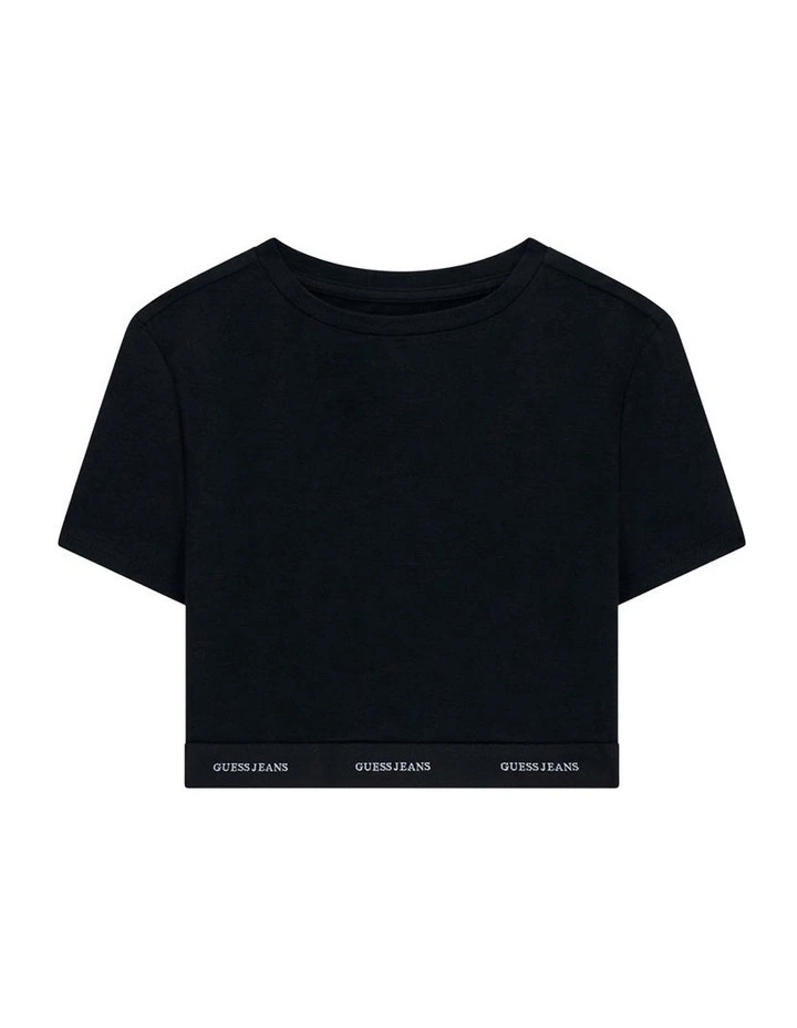 Guess Jeans Short Sleeve Crop Top in Black image 5
