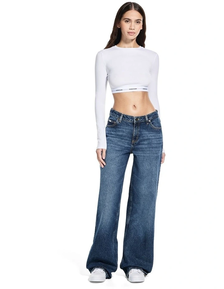 Long Sleeve Crop Top in White image 5