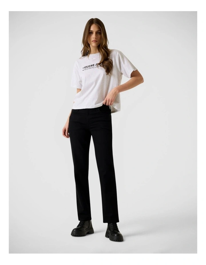 Short Sleeve Crewneck Boxy Print Star Tee in Light Grey Heather image 4