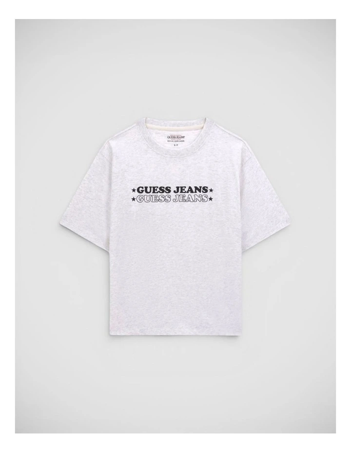 Short Sleeve Crewneck Boxy Print Star Tee in Light Grey Heather image 5