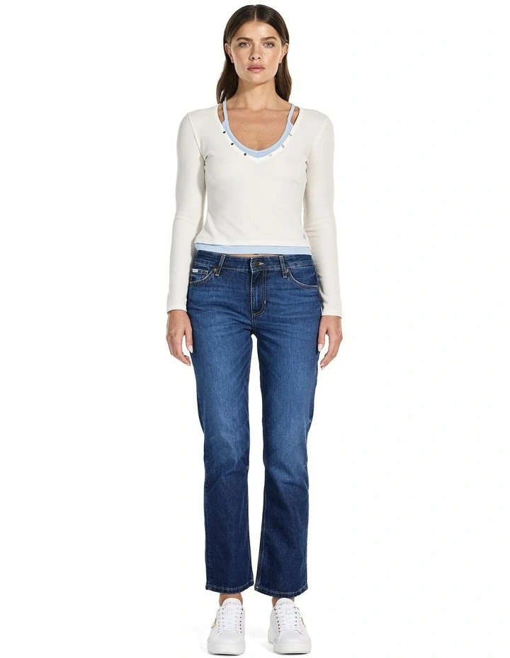 Layered Waffle Top in White image 2