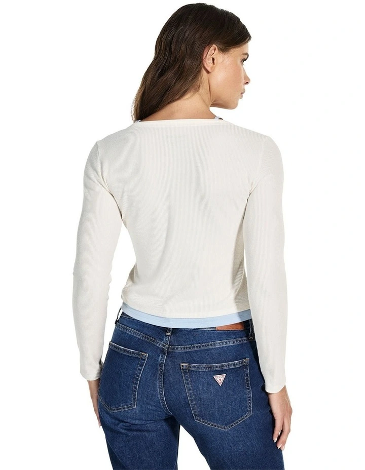 Layered Waffle Top in White image 5