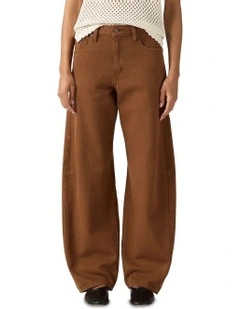 Baggy Dad Barrel Jeans in Washed Bison