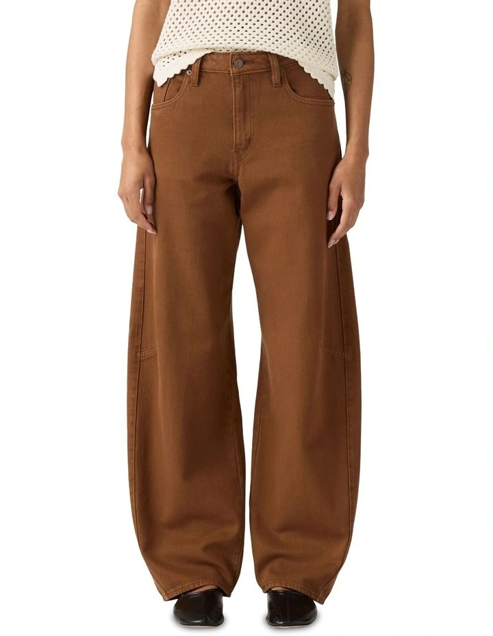 Baggy Dad Barrel Jeans in Washed Bison image 1