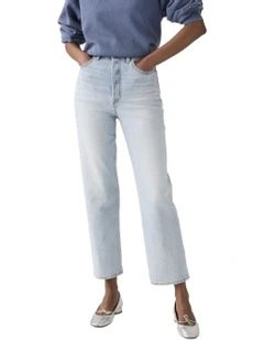 Ribcage Straight Ankle Jeans in Filter Her