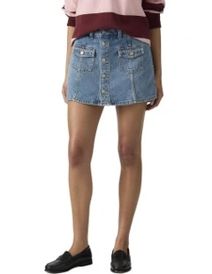 Button Front Skort in Work For It Stone