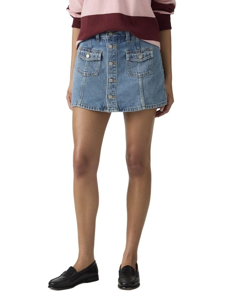 Button Front Skort in Work For It Stone image 1