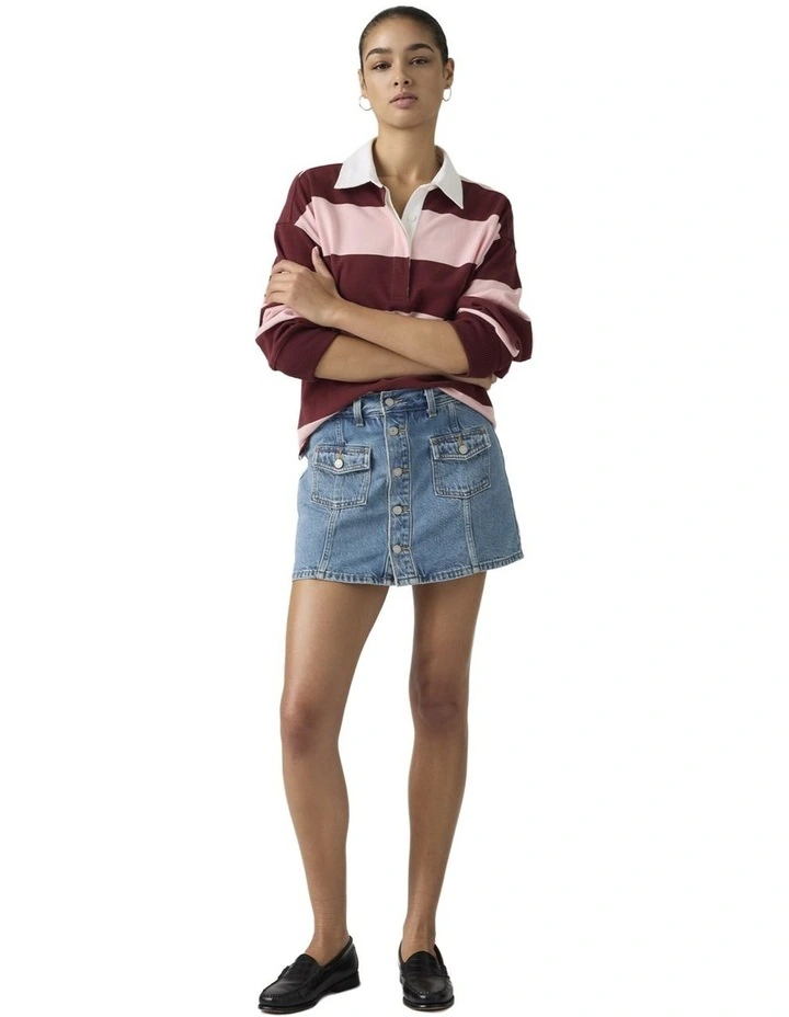 Button Front Skort in Work For It Stone image 3