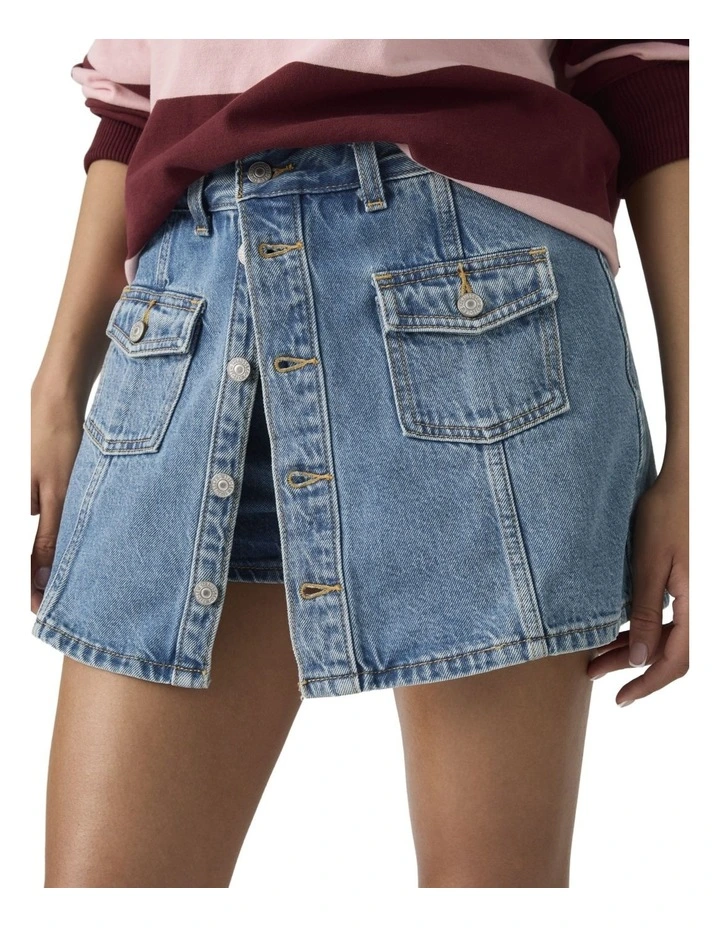 Button Front Skort in Work For It Stone image 5