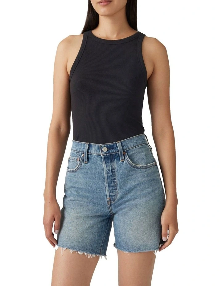501 Original High-Rise Mid-Thigh Jean Shorts in Blue image 4