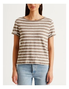 Margot Short-Sleeve T-Shirt in Taupe Gray