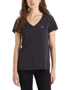 Perfect V-Neck T-Shirt in Caviar