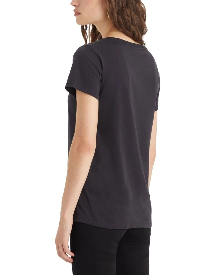 Perfect V-Neck T-Shirt in Caviar image 2