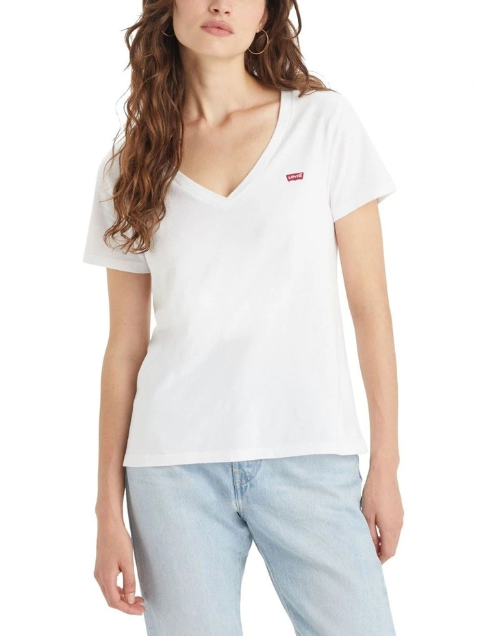 Perfect V-Neck T-shirt in White image 1