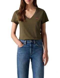 Perfect V-Neck T-shirt in Olive Night