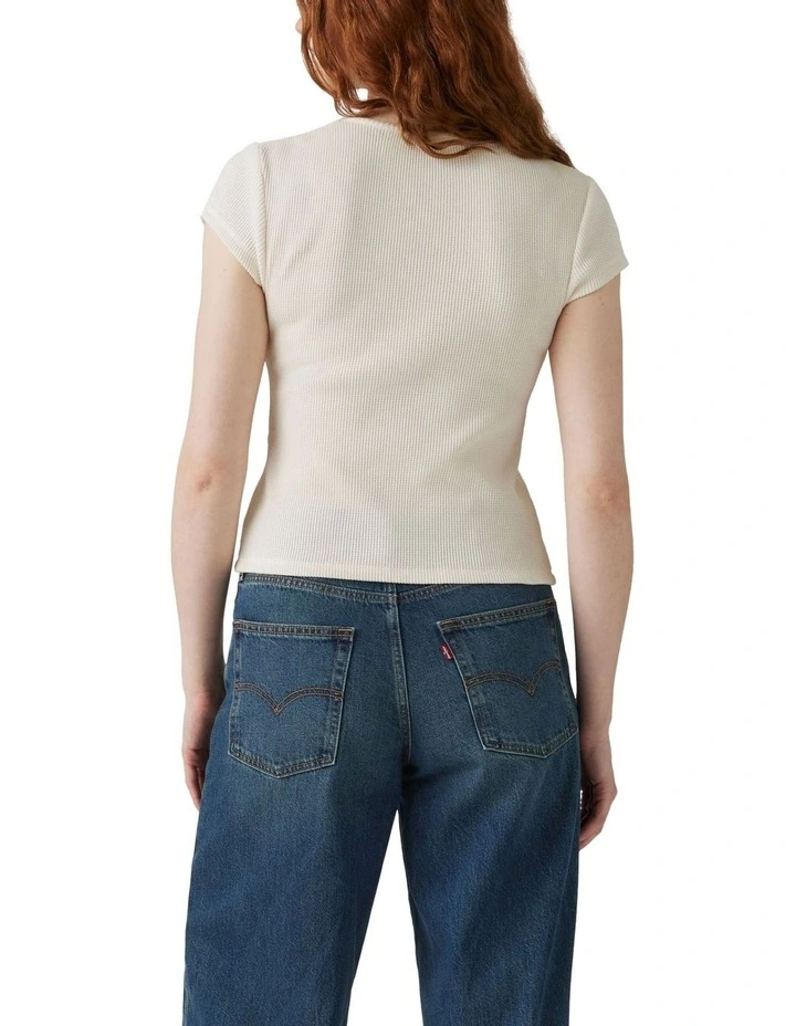 Dry Goods Waffle Cap Sleeve Tee in Gardenia image 2