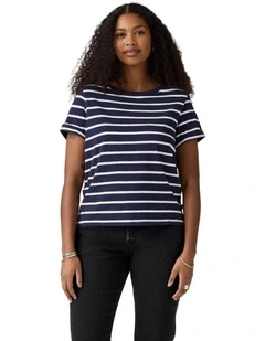 Julie Slub Short Sleeve Tee in Egret