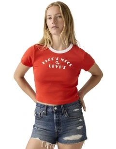 Graphic Ringer Mini T-shirt in Signal Red