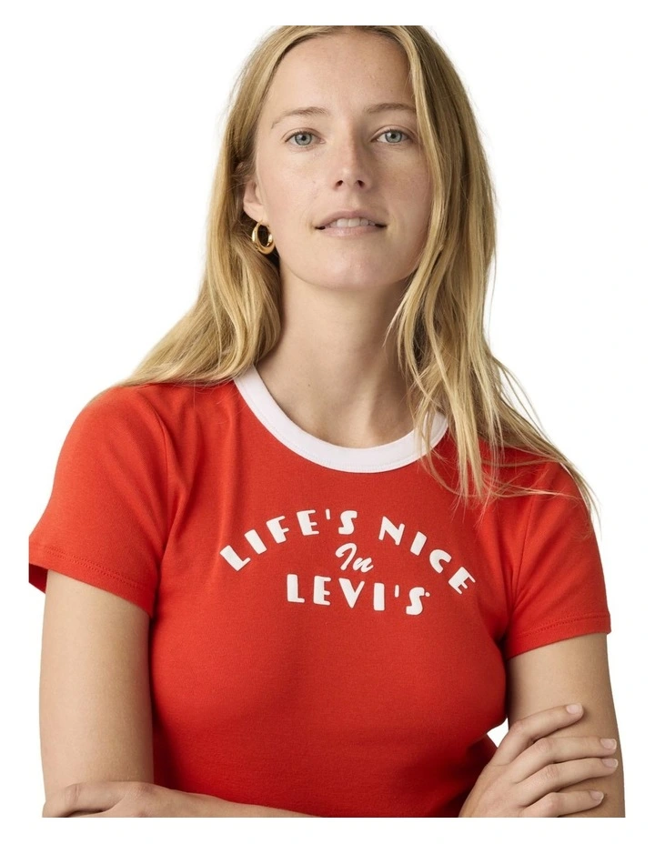 Graphic Ringer Mini T-shirt in Signal Red image 3