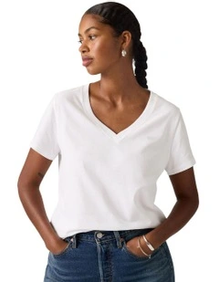 Favorite Cotton V-Neck Tee in Bright White