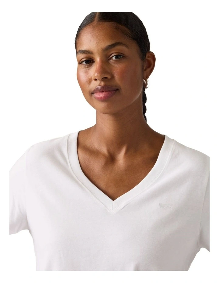 Favorite Cotton V-Neck Tee in Bright White image 3