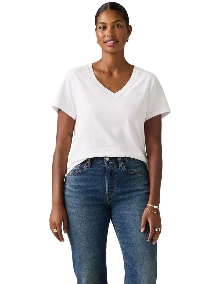 Favorite Cotton V-Neck Tee in Bright White image 4