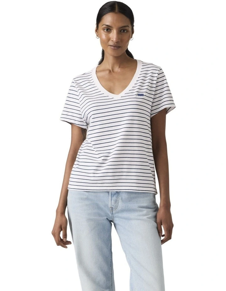 Favorite Cotton V-Neck Tee in Multi image 4