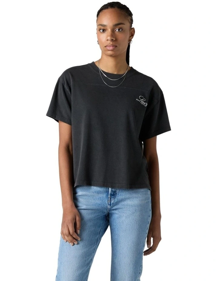 Graphic Vintage Sport Tee in 90s Fade Washed Black image 1