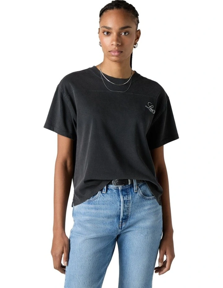 Graphic Vintage Sport Tee in 90s Fade Washed Black image 4